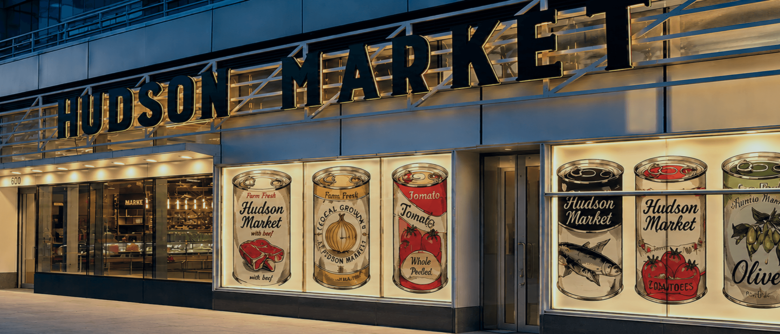 Hudson Market storefront / exterior signage hero shot