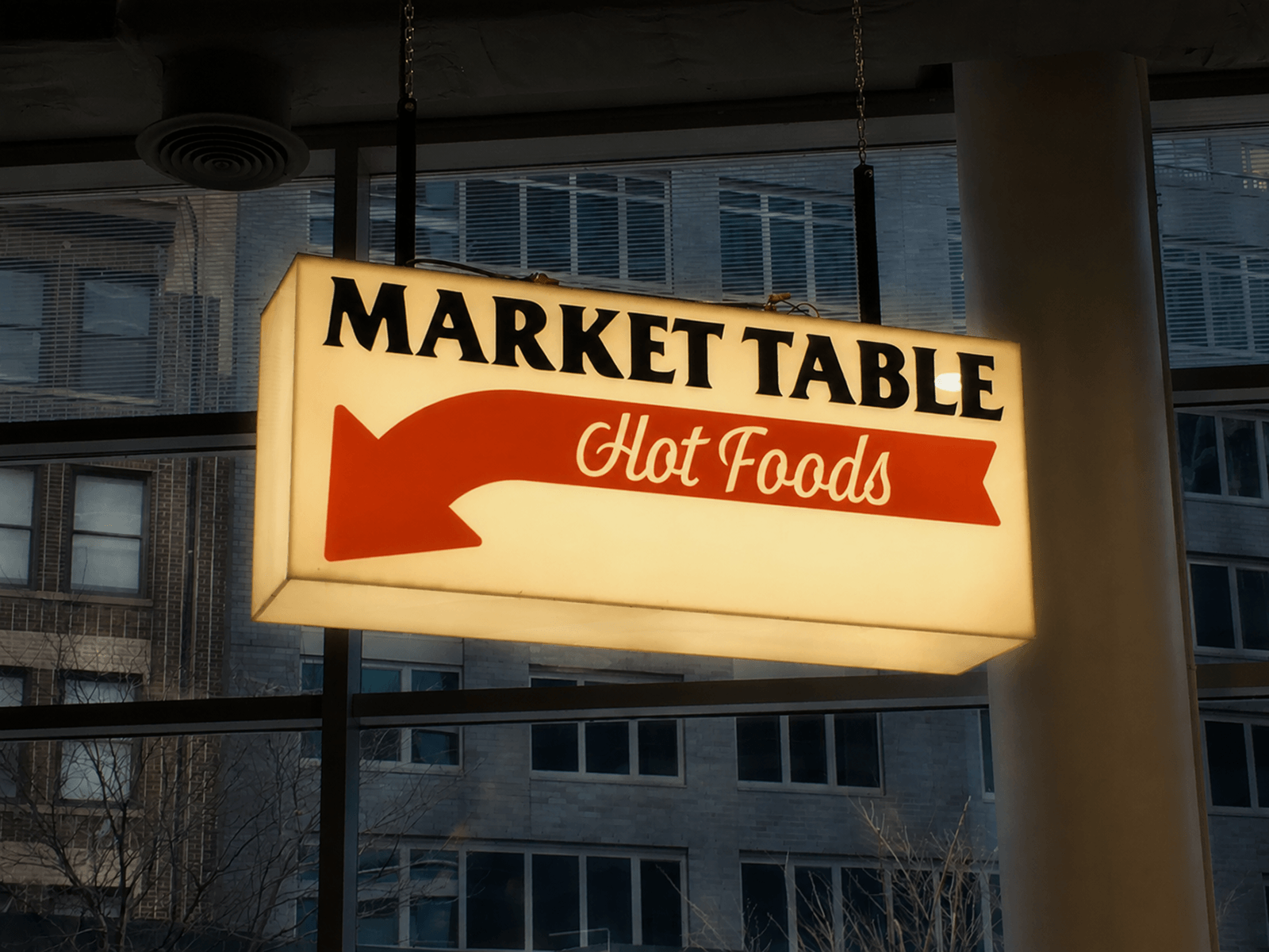 Interior signage — aisle markers, department headers, wall graphics
