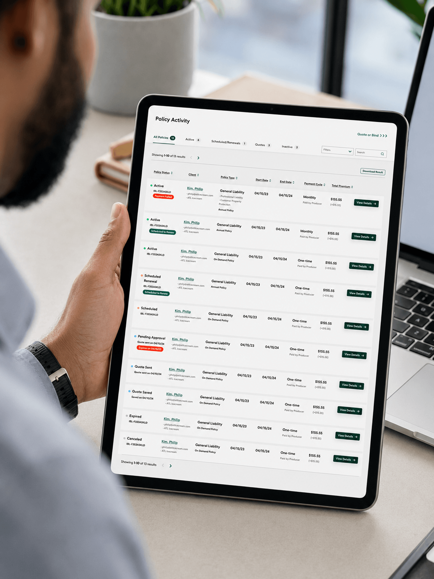 Policy Activity — manage active, scheduled, pending, and expired policies in one view
