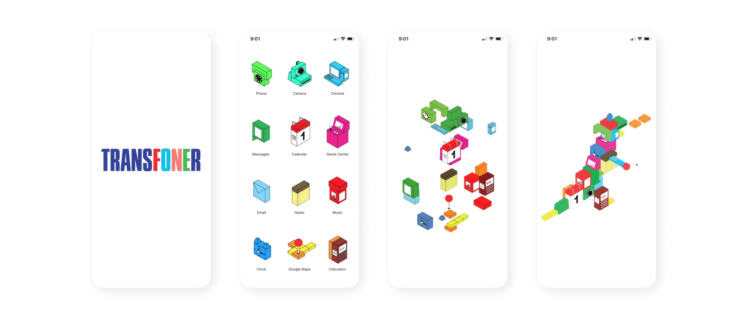 Transfoner home screen with icons in their transformed states